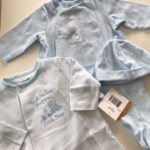 2 Sets: Pajama Footed PJs Baby Blue Boy